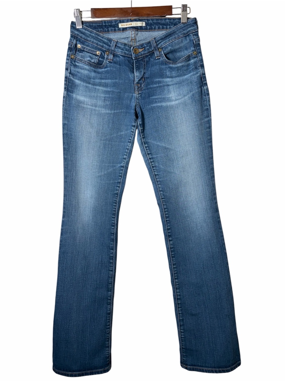 Big Star Remy Mid Rise Bootcut Denim Jeans Medium Wash Size 27 Long